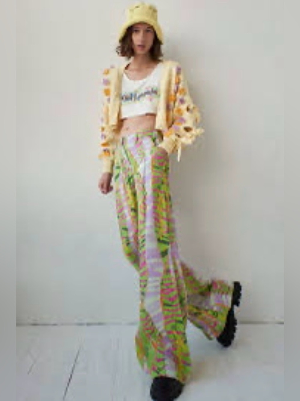 Colin Locascio Free People Women's Linen Jessy Abstract Trousers Pants Szie Med